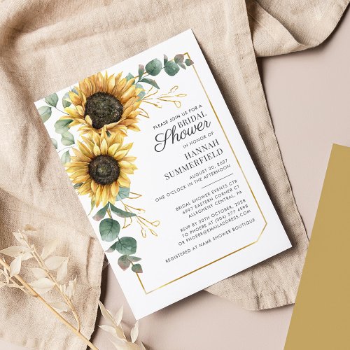 Eucalyptus Sunflower Greenery Floral Bridal Shower Invitation