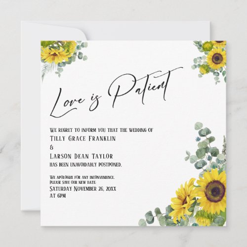 Eucalyptus Sunflower Love is Patient Delay Card