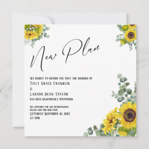 Eucalyptus Sunflower New Plan Wedding Announcement