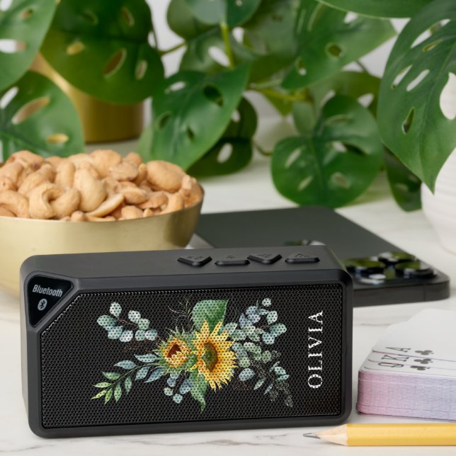Eucalyptus Sunflower Personalized Bluetooth Speaker (Insitu(Table))