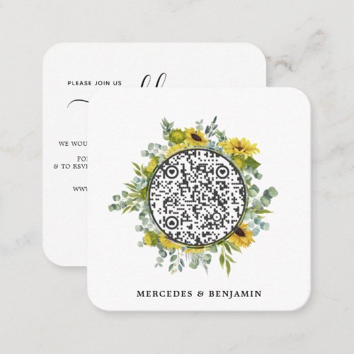 Eucalyptus Sunflower QR Code Wedding Invitation