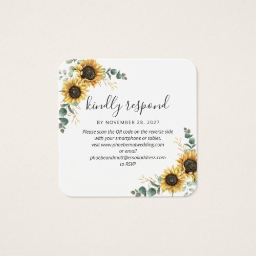 Eucalyptus Sunflower QR Code Wedding Website RSVP