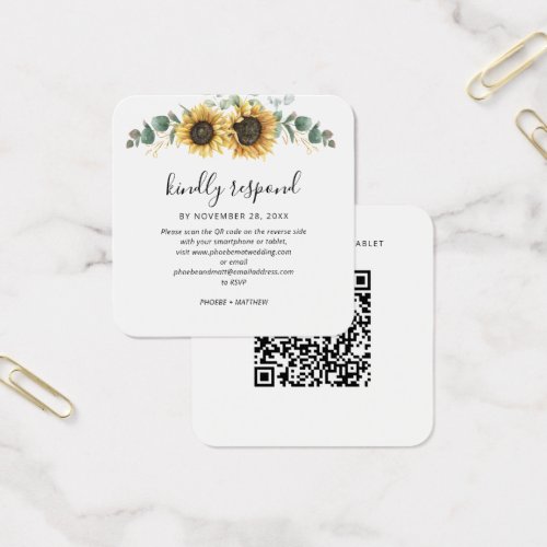 Eucalyptus Sunflower QR Code Wedding Website RSVP