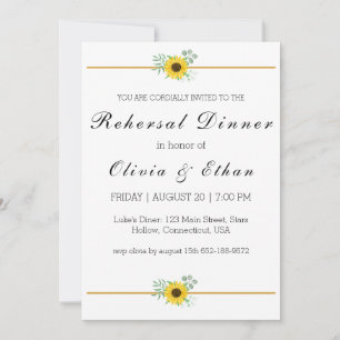 Eucalyptus sunflower rehearsal dinner invitations