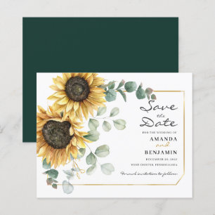 Eucalyptus Sunflower Save The Date Announcement