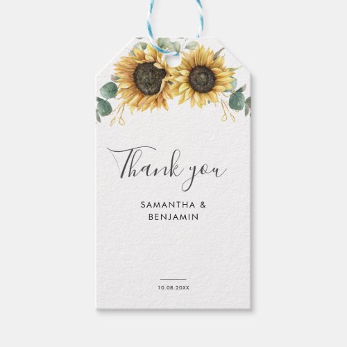Eucalyptus Sunflower Wedding Gift Tags