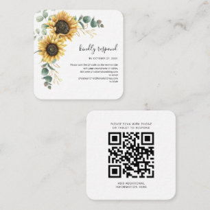 Eucalyptus Sunflower Wedding QR Code RSVP Note Card