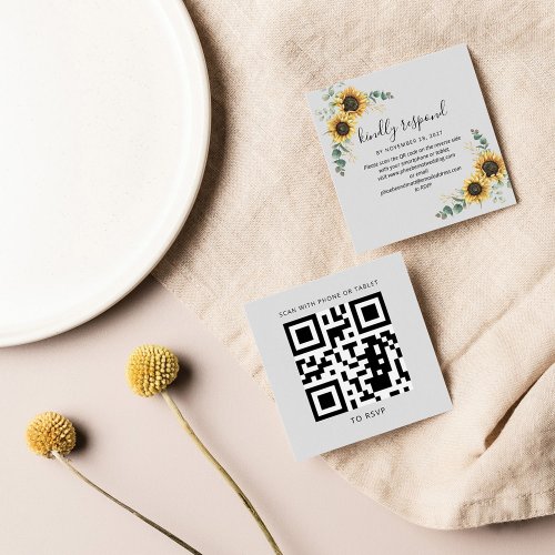 Eucalyptus Sunflower Wedding Website QR Code RSVP