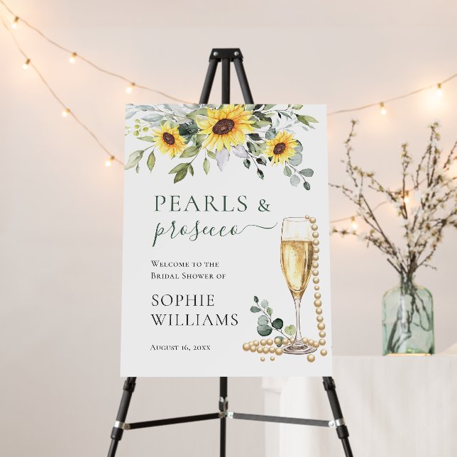 Eucalyptus Sunflowers Bridal Shower Welcome Foam Board (In Situ (Stand))