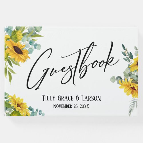 Eucalyptus Sunflowers Handwriting Guestbook