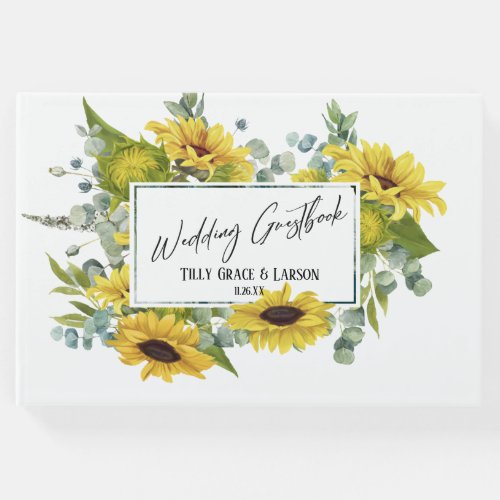 Eucalyptus Sunflowers Handwriting Guestbook