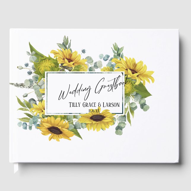 Eucalyptus Sunflowers Handwriting Guestbook (Front)