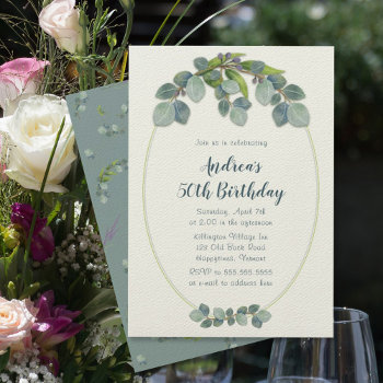 Eucalyptus Swag Birthday Party For Her Invitation by BlueHyd at Zazzle