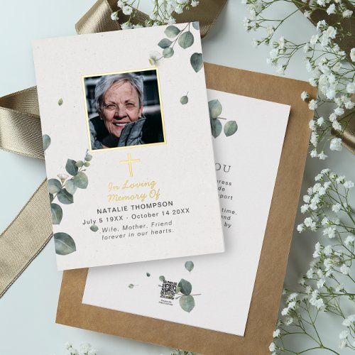 Eucalyptus Sympathy Funeral Photo Foil Card