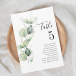 Eucalyptus Table Number 5 Wedding Seating<br><div class="desc">Plan your wedding reception with precision, from save the date, to day of the wedding events like the reception and seating arrangements with these botanical eucalyptus leaves table number seating chart cards. Simple plug in the names of the guests and the table numbers. This way, the wedding party will arrive...</div>