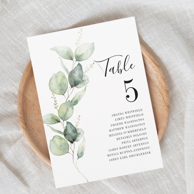 Eucalyptus Table Number 5 Wedding Seating (Eucalytus Stem Wedding Reception Table Number 5)