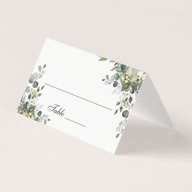 Eucalyptus Table Number and Name Place Cards (Front)