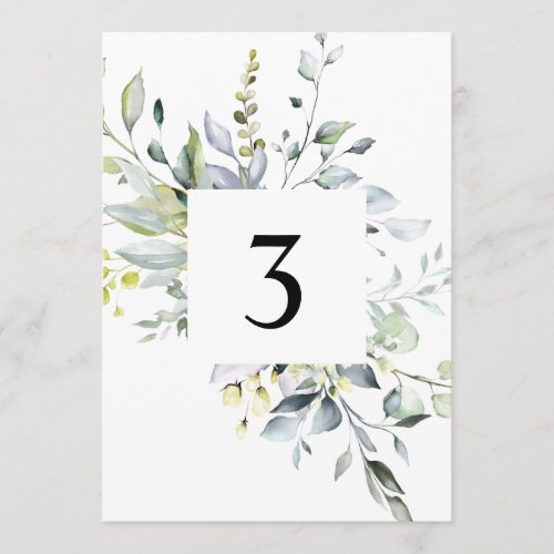 Eucalyptus Table Number Cards