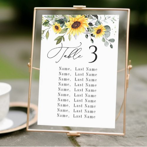 Eucalyptus Table Number Name Seating Chart Cards