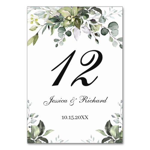 Eucalyptus Table Number Seating Place Card