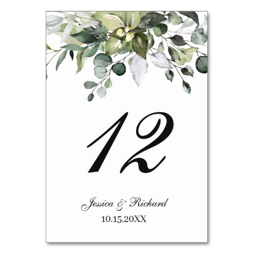 Eucalyptus Table Number Seating Place Card