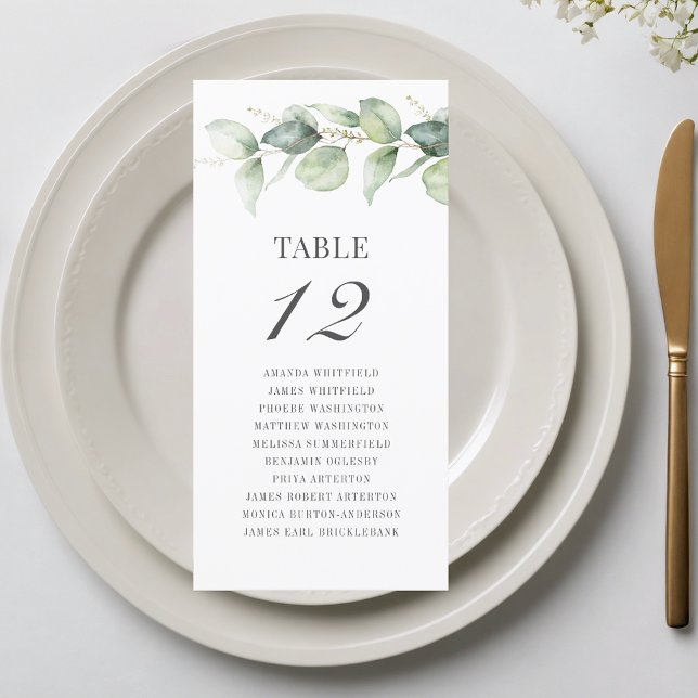 Eucalyptus Table Number Wedding Seating Card (Eucalyptus Table Number Wedding Seating Card)