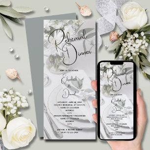 Eucalyptus Table Setting Rehearsal Dinner Invitation