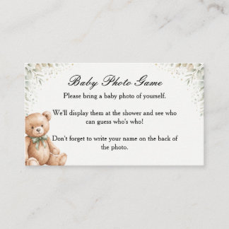 Eucalyptus Teddy Bear Baby Photo Game Card