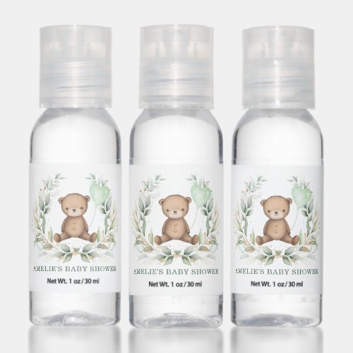 Eucalyptus Teddy Bear Balloon Baby Party Favors Hand Sanitizer