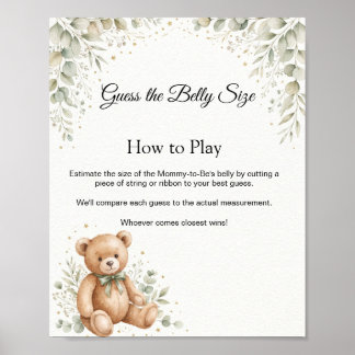 Eucalyptus Teddy Bear Guess Belly Size Game Sign