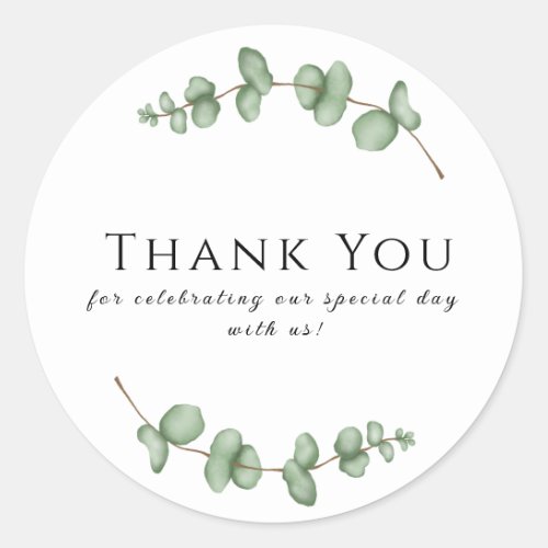 Eucalyptus Thank You For Celebrating with Us Classic Round Sticker
