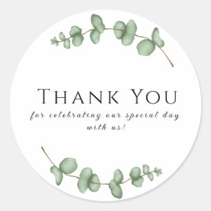 Eucalyptus Thank You For Celebrating with Us Classic Round Sticker