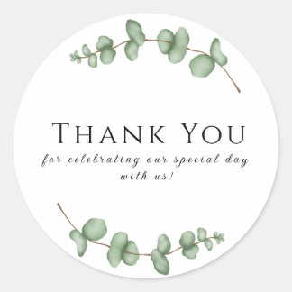 Eucalyptus Thank You For Celebrating with Us Classic Round Sticker