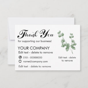 Eucalyptus Thank You For Supporting Our Business Note Card