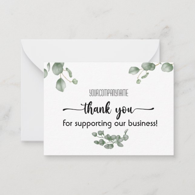 Eucalyptus Thank You For Supporting Our Business Note Card (Front)