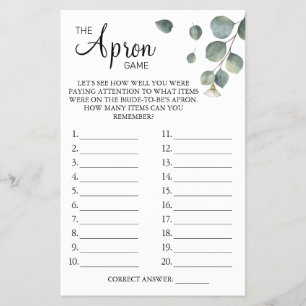 Eucalyptus The Apron Bridal shower game card Flyer