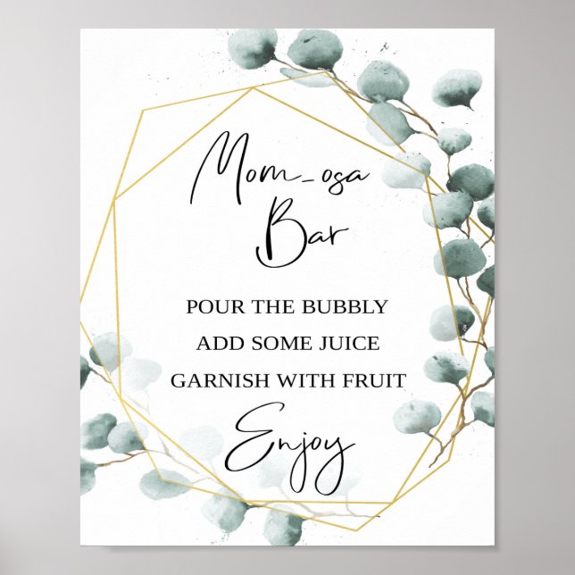 Eucalyptus Themed Mom-osa Bar Sign  (Front)