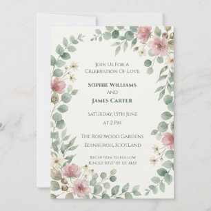 Eucalyptus Thistle Scottish Wedding Invitation