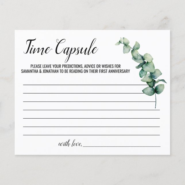 Eucalyptus Time Capsule Advice for Couple Card Flyer (Front)