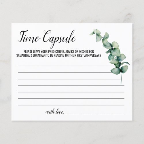 Eucalyptus Time Capsule Advice for Couple Card Flyer