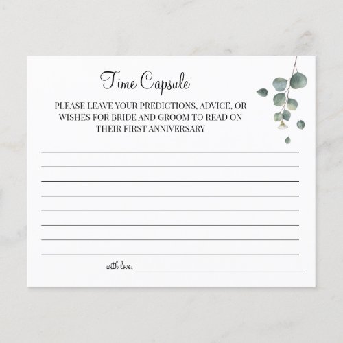 Eucalyptus Time Capsule wedding anniversary card Flyer