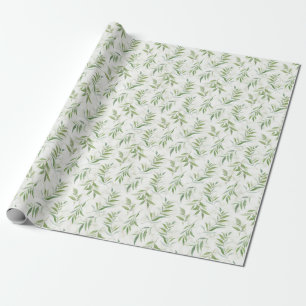 Eucalyptus Tropical Leaves on Marble Pattern Wrapping Paper