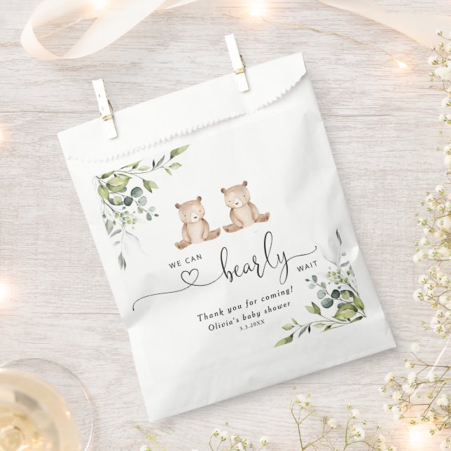 Eucalyptus twin bears baby shower favor bag (Clipped)