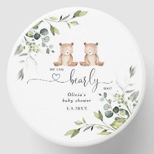 Eucalyptus twin bears baby shower mini candle favors