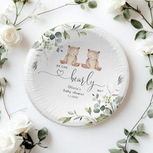 Eucalyptus twin bears baby shower paper bowls