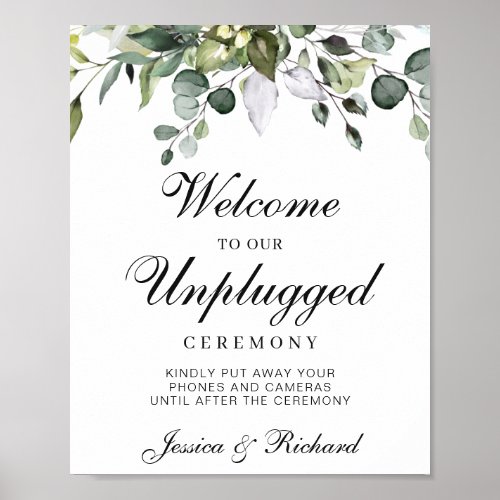 Eucalyptus Unplugged Wedding Welcome Poster Sign