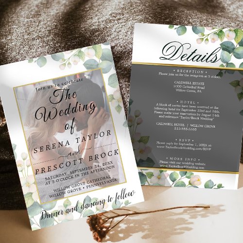 Eucalyptus Vellum Overlay Wedding Invitation