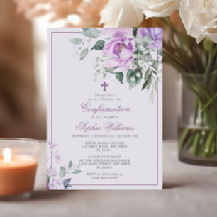 Eucalyptus Violet Flowers Confirmation Invitation