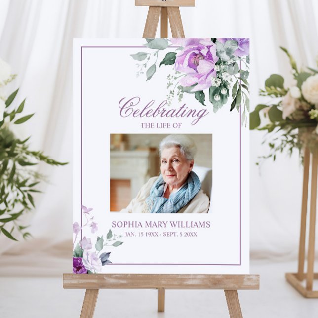 Eucalyptus Violet Flowers Funeral Welcome Sign (Creator Uploaded)