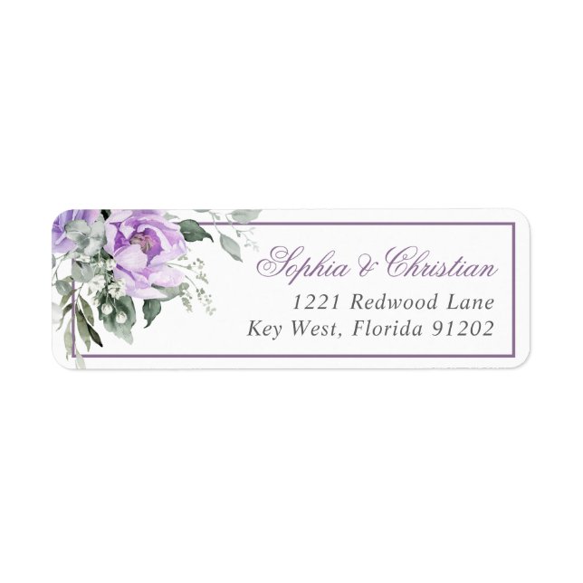 Eucalyptus Violet Flowers Return Address Label (Front)